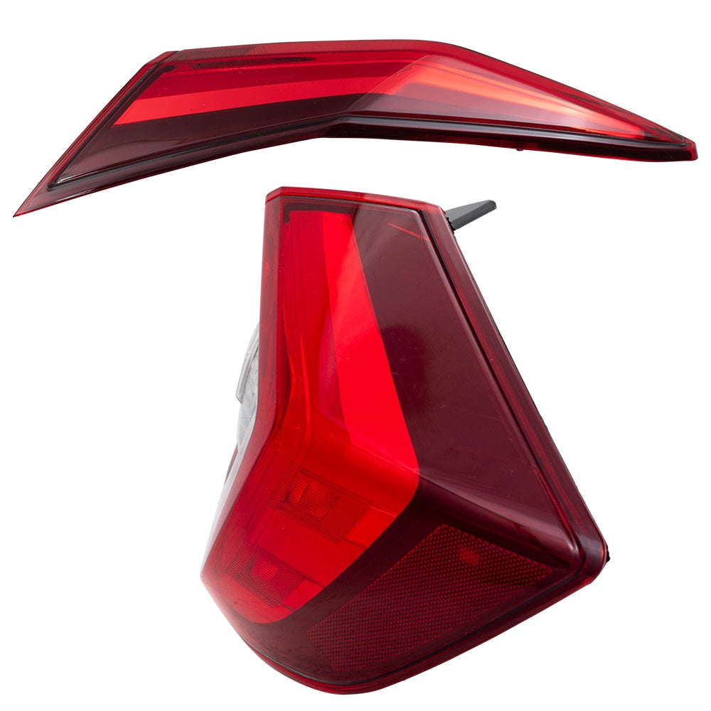 Brock 7222-0055RC2 Rear Passenger Side Combination Tail Light Assembly 2 Piece Set For 2016-2021 Honda Civic Sedan