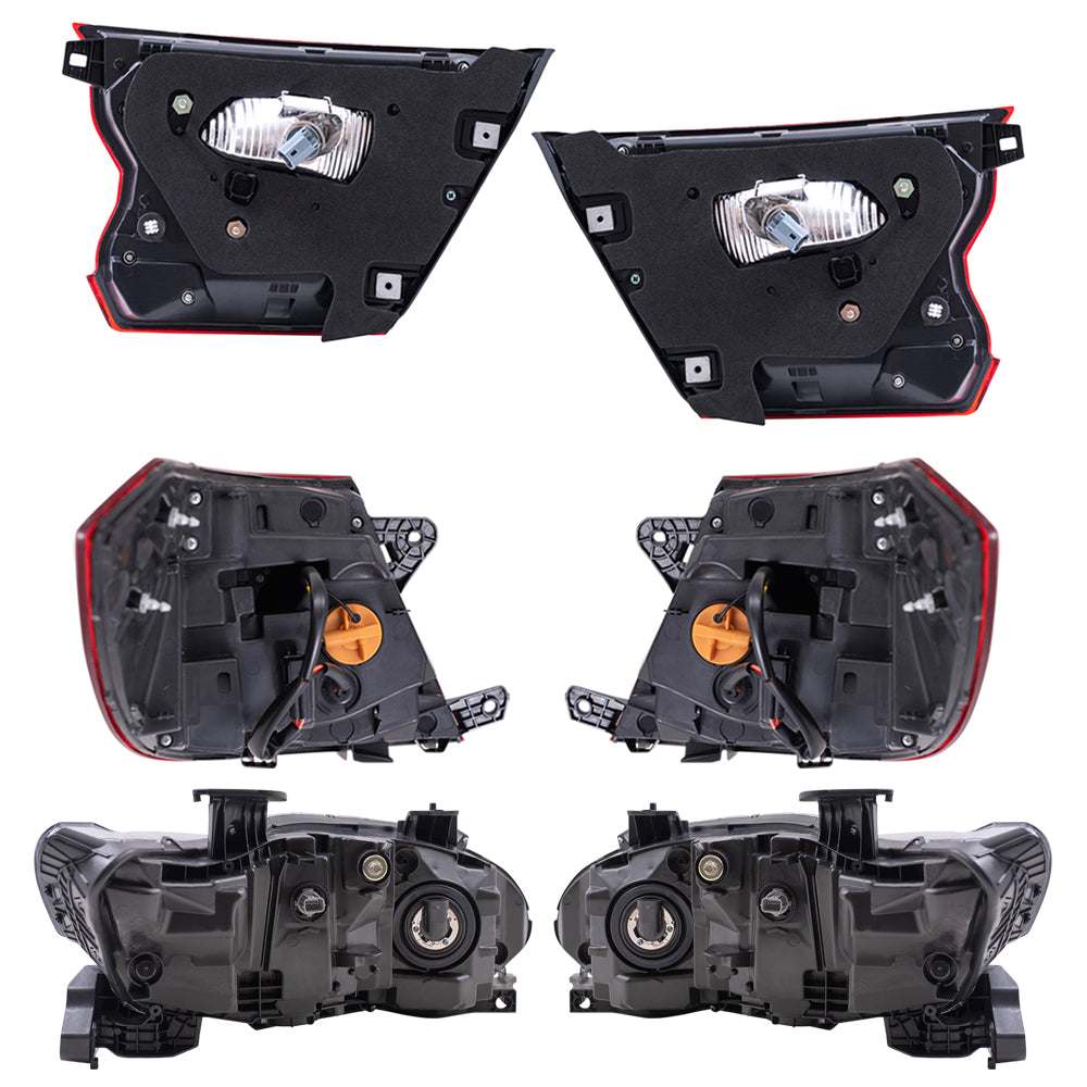 Brock 7222-0061LRC6 Tail Light & Headlight Assembly 6 Piece Set Compatible With 2018-2022 Honda Accord Touring Sedan 2021-2022 Honda Accord Hybrid Touring