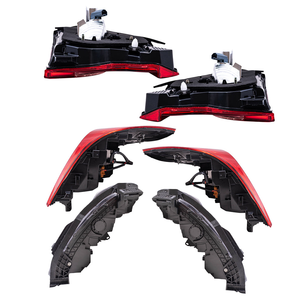 Brock 7222-0061LRC6 Tail Light & Headlight Assembly 6 Piece Set Compatible With 2018-2022 Honda Accord Touring Sedan 2021-2022 Honda Accord Hybrid Touring