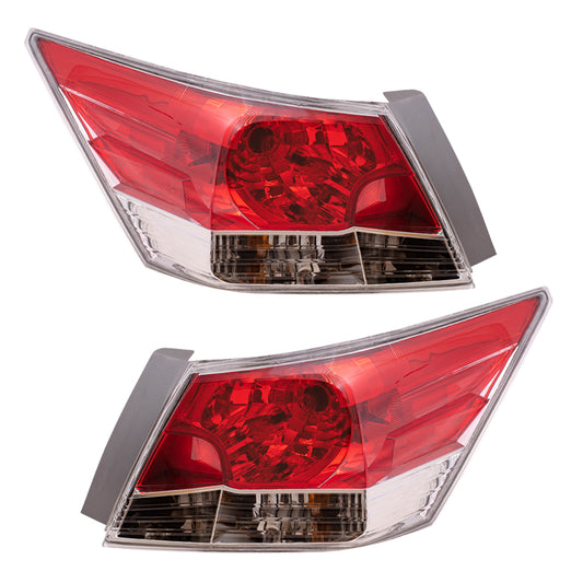 Brock Replacement Driver and Passenger Taillights Tail Lamps Compatible with 08-12 Accord 33550TA0A01 33500TA0A01