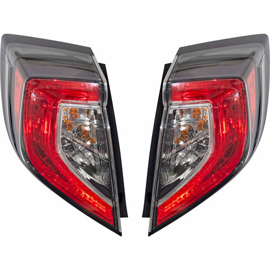 Brock Driver Left Passenger Right Combination Tail Light Assembly Set Body Mounted Compatible with 2017-2021 Honda Civic Hatchback 2017-2021 Honda Civic Type R 7222-0085LR