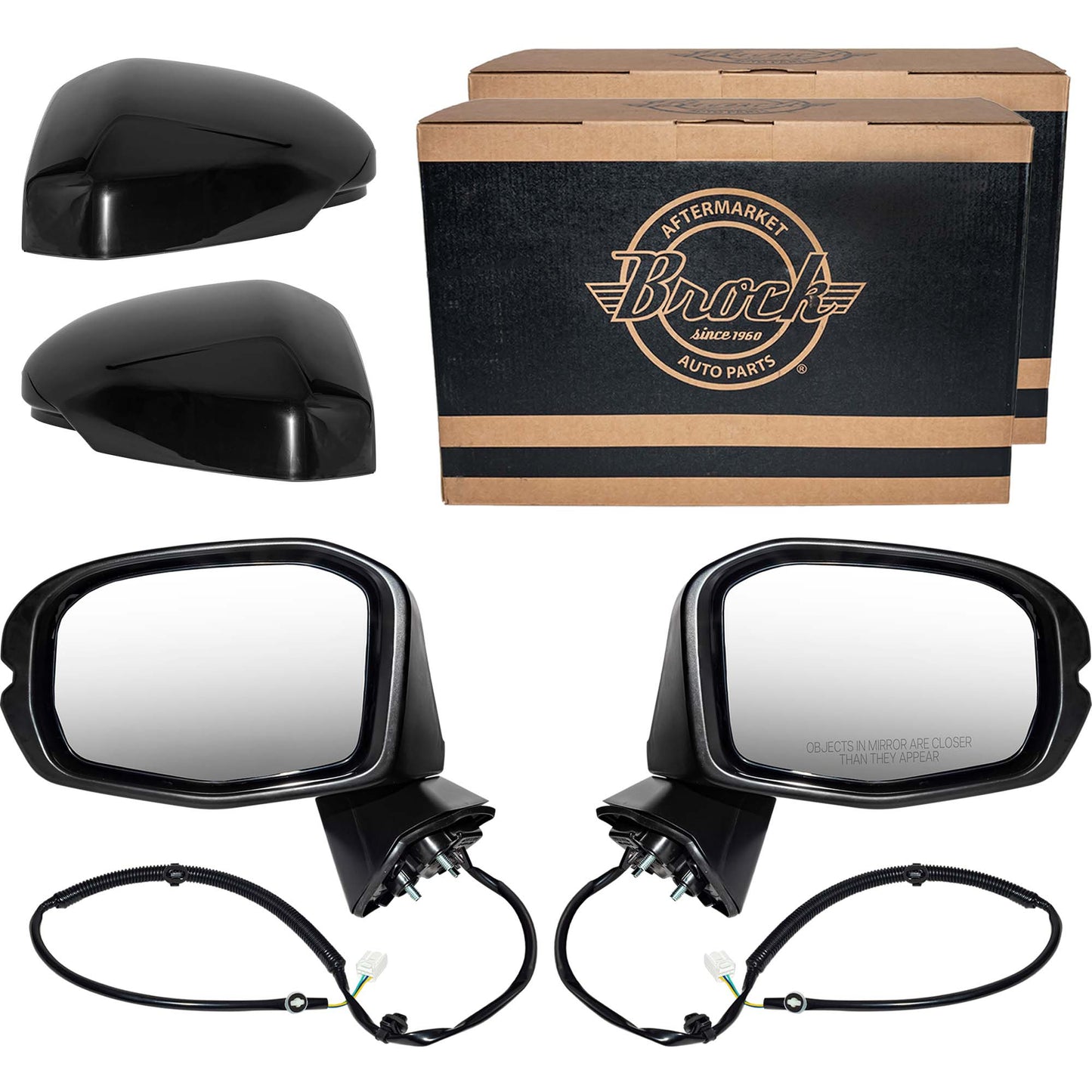 Brock Driver Side Left Passenger Side Right Power Door Mirror Set Paint to Match Black Without Blind Spot Detection-Heat-Turn Signal Light Compatible with 2023-2025 Honda HR-V LX 7331-0005LR