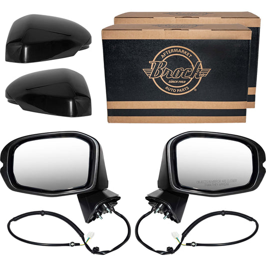 Brock Driver Side Left Passenger Side Right Power Door Mirror Set Paint to Match Black Without Blind Spot Detection-Heat-Turn Signal Light Compatible with 2023-2025 Honda HR-V LX 7331-0005LR