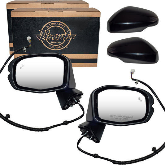 Brock Driver Side Left Passenger Side Right Power Door Mirror Set PTM Black With Heat-Turn Signal Light-Blind Spot Detection Compatible with 2023-2025 Honda HR-V EX-L/EX-L Navi/Sport 7332-0027LR
