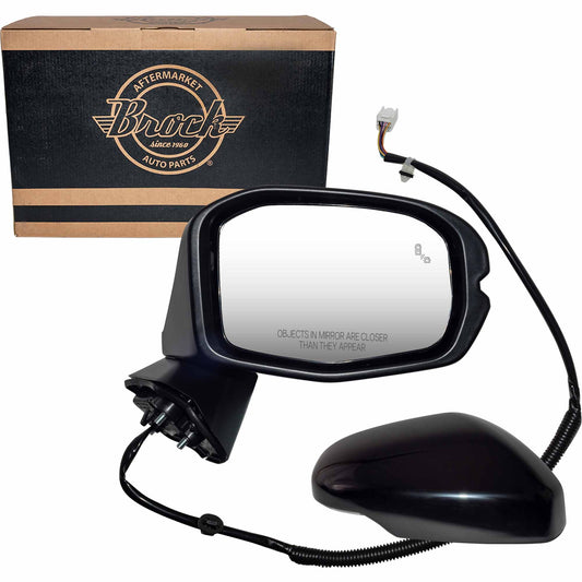 Brock Passenger Side Right Power Door Mirror Paint to Match Black With Heat-Turn Signal Light-Blind Spot Detection Compatible with 2023-2025 Honda HR-V EX-L/EX-L Navi/Sport 7332-0027R