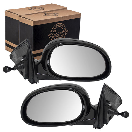 Brock Replacement Pair Set Manual Remote Side View Mirrors Paintable Foldaway Compatible with 92-95 Civic Sedan 76250-SR4-A05 76200SR4A04