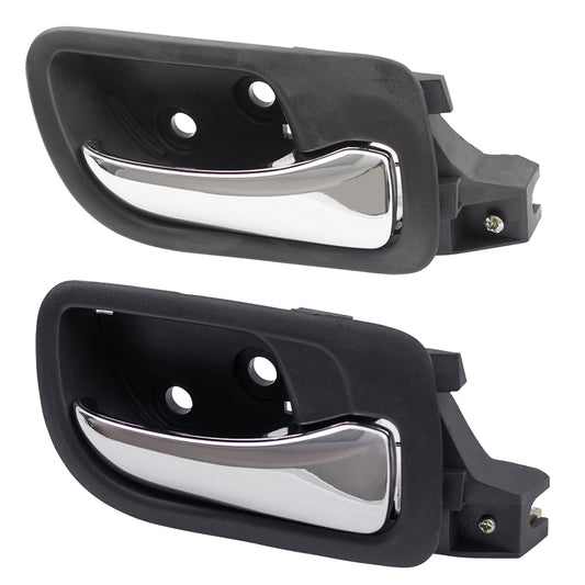Brock Replacement Passengers Set of Front & Rear Inside Door Handle Chrome Lever w/ Black Housing Compatible with Accord 72120SDAA02ZC 72620SDAA02ZA