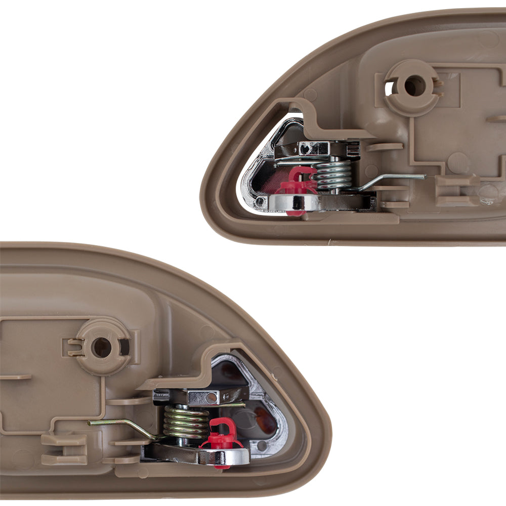 Brock Replacement Pair Set Front Inside Interior Door Handles Beige & Chrome Compatible with Accord w/ Power Locks 72165SV4003ZE 72125SV4003ZE