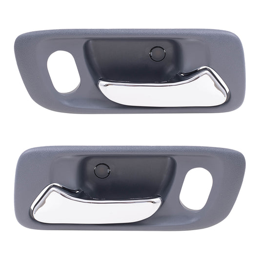 Brock Replacement Pair Set Front Inside Interior Gray Door Handles w/ Holes Compatible with Accord Odyssey HO1352124 HO1353124
