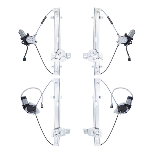 Brock Replacement Driver and Passenger Side Front and Rear Power Window Regulators with Motor 4 Piece Set Compatible with 1998-2002 Honda Passport & 1998-2004 Honda Rodeo