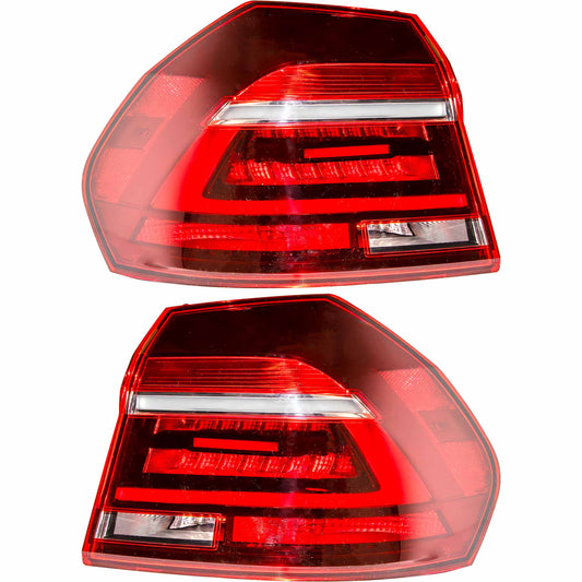 Brock 8222-0025LR Driver Left Passenger Right Combination Tail Light Assembly Body Mounted Set Compatible 2017-2019 Passat With Halogen Headlights Built From 7/4/2016