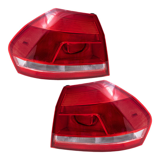 Brock Replacement Pair Set Taillights Tail Lamps Quarter Panel Mounted Compatible with 2012-2015 Passat 561 945 095 H 561 945 096 H