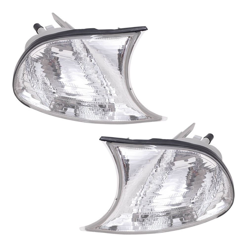 Brock Replacement Driver and Passenger Park Signal Corner Marker Lights Lamps Clear Lens Compatible with 1999-2001 3 Series E46 Coupe & Convertible 63126904307 63126904308