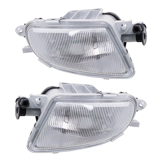 Brock Replacement Driver and Passenger Fog Lights Lamps Compatible with E-Class C43 CLK320 SLK230 1708200156 1708200256