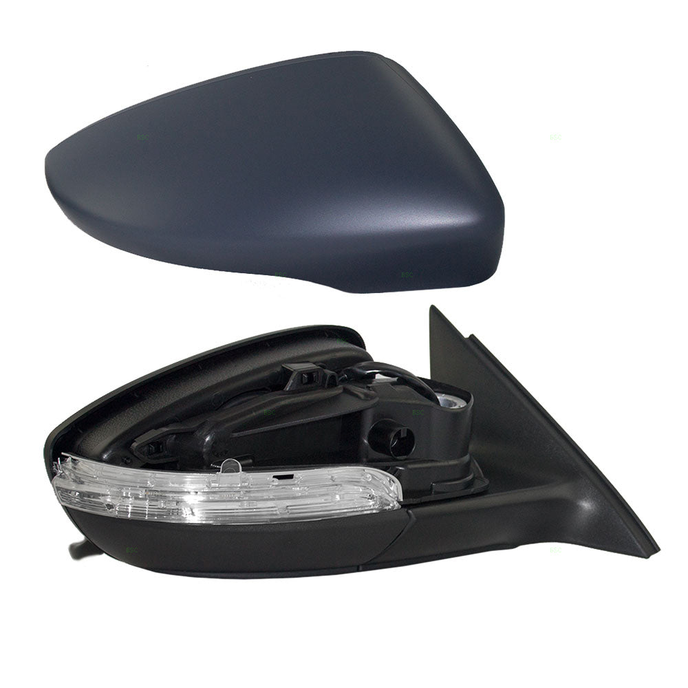 Brock Replacement Passengers Power Side View Mirror Heated Signal Ready-to-Paint Gray Compatible with 2012 Passat 3C8857538GRU