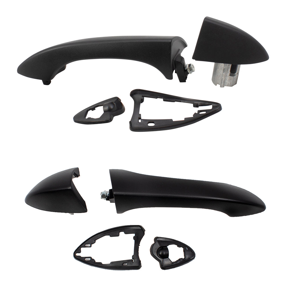 Brock Replacement Rear Driver and Passenger Side Textured Black Outside Door Handles without Keyhole Compatible with 2000-2006 X5