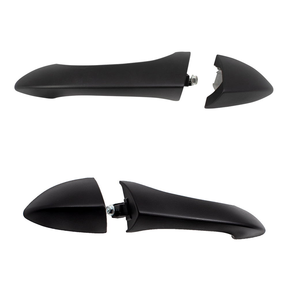 Brock Replacement Rear Driver and Passenger Side Textured Black Outside Door Handles without Keyhole Compatible with 2000-2006 X5