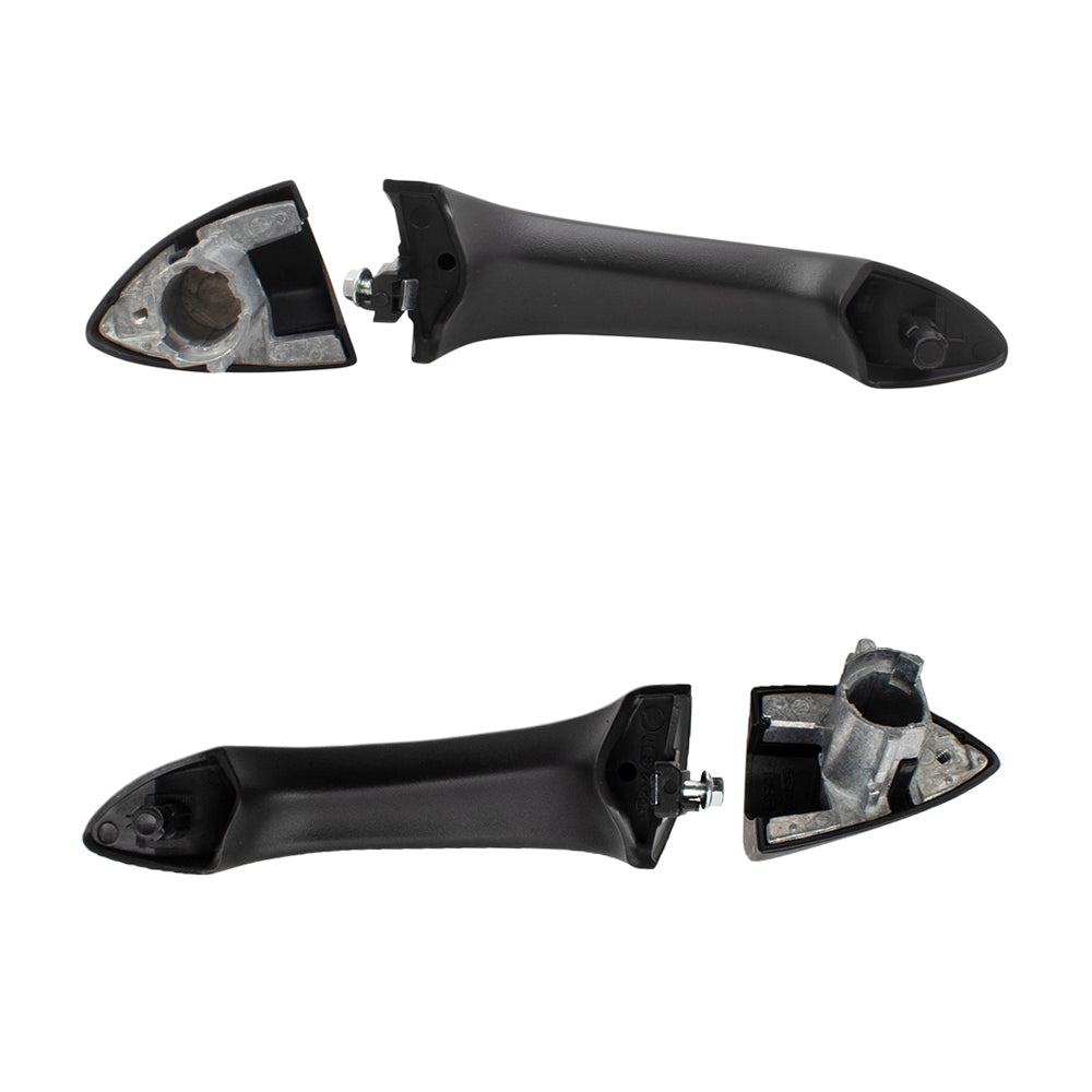 Brock Replacement Rear Driver and Passenger Side Textured Black Outside Door Handles without Keyhole Compatible with 2000-2006 X5