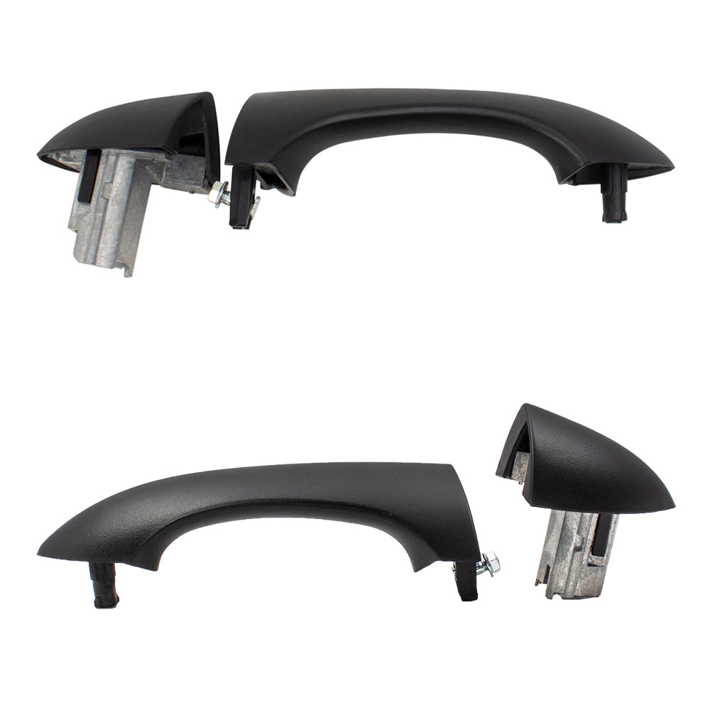 Brock Replacement Rear Driver and Passenger Side Textured Black Outside Door Handles without Keyhole Compatible with 2000-2006 X5