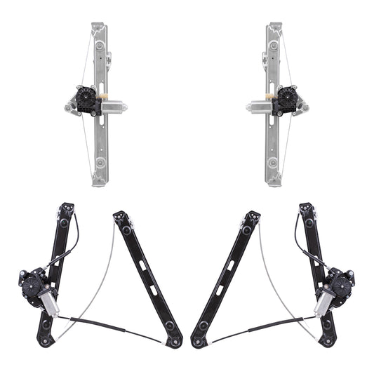 Brock Replacement Driver and Passenger Side Front and Rear Power Window Regulators with Motor 4 Piece Set Compatible with 1999-2005 3-Series Sedan or Wagon