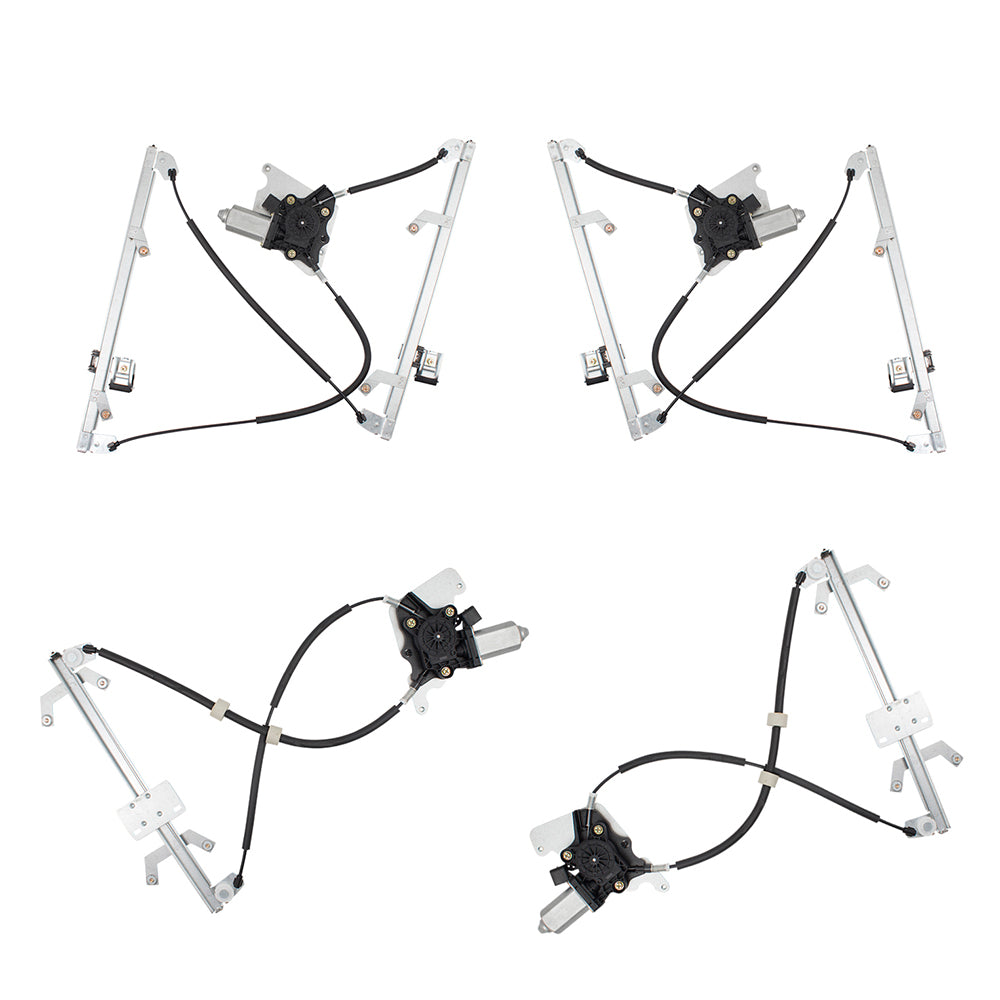 Brock Aftermarket Replacement Front & Rear Driver Left Passenger Right Power Window Regulator With Motor 4 Piece Set Compatible With 2002-2018 Mercedes-Benz G-Class W463