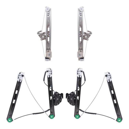 Brock Replacement Driver and Passenger Side Front and Rear Power Window Regulators without Motor 4 Piece Set Compatible with 1999-2005 3-Series Sedan Wagon