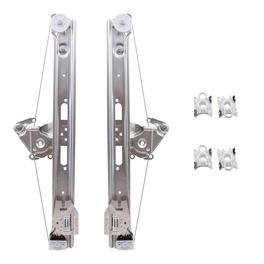 Brock Replacement Rear Power Window Regulators with Guide Clips Compatible with 99-05 3 Series Sedan Wagon 51321938884
