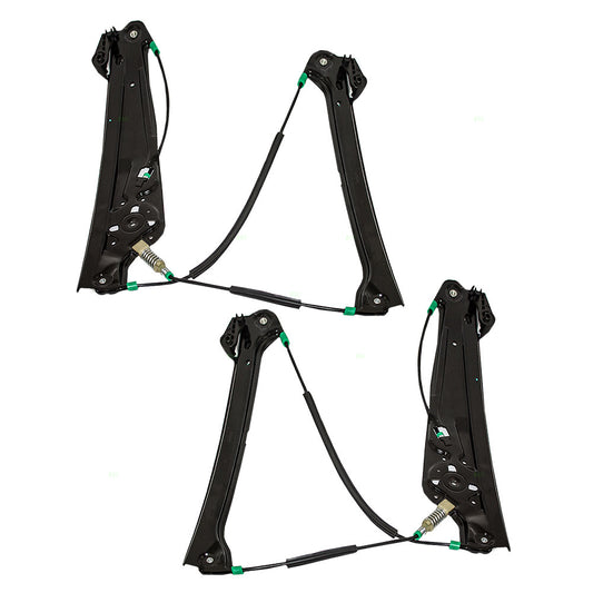 Brock Replacement Driver and Passenger Front Power Window Lift Regulators Compatible with 2002-2008 7 Series 51337202479 51337202480