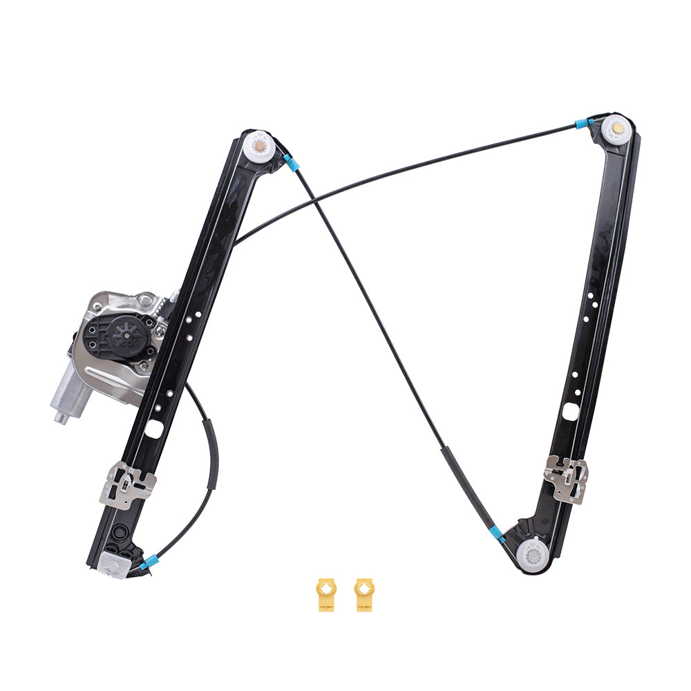 Brock Replacement Drivers Front Power Window Lift Regulator with Motor and Clips Compatible with 2000-2006 X5 51338254781 51338254911