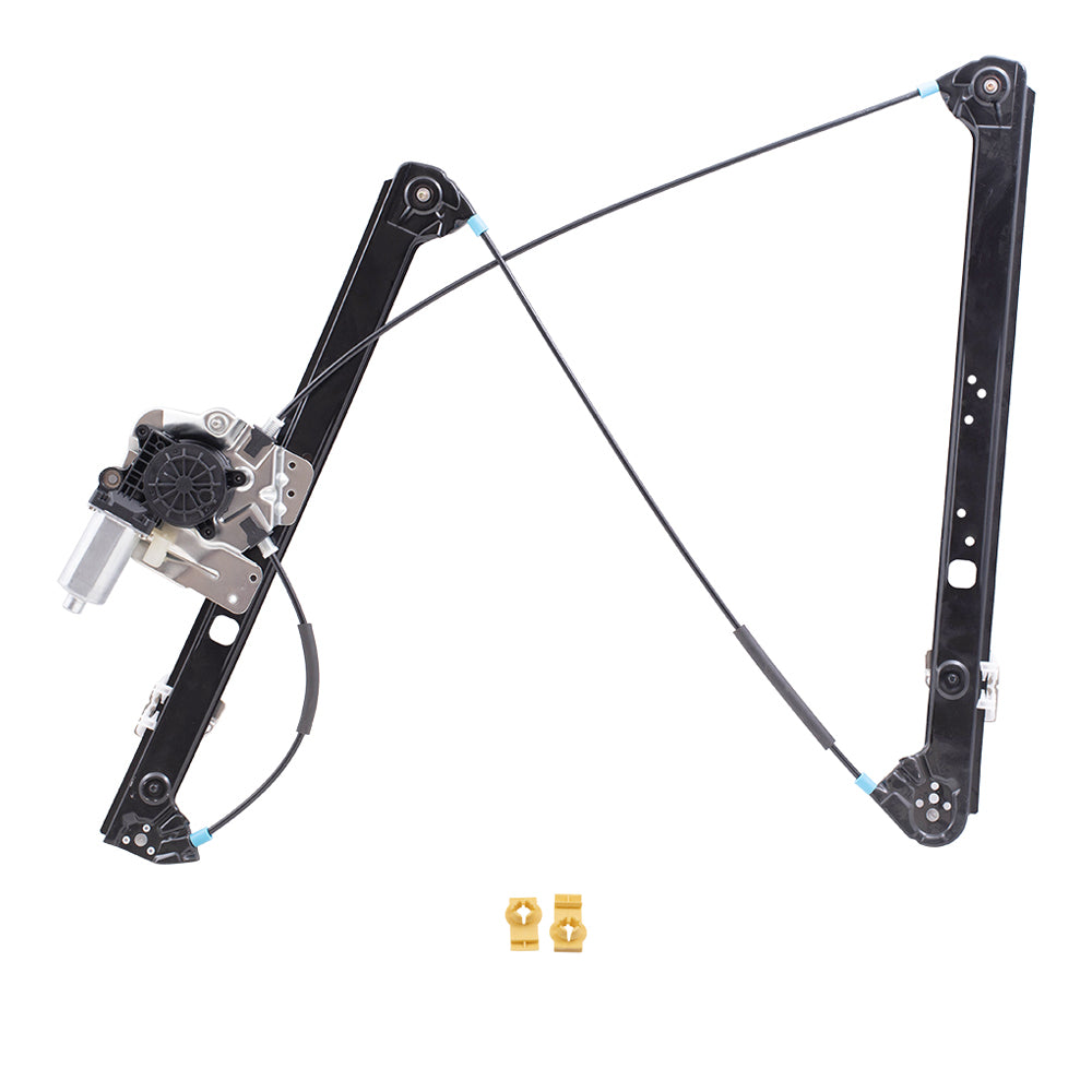 Brock Replacement Passengers Front Power Window Lift Regulator with Motor and Clips Compatible with 2000-2006 X5 51338254781 51338254912