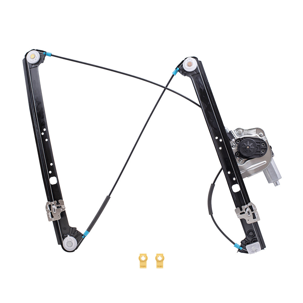 Brock Replacement Passengers Front Power Window Lift Regulator with Motor and Clips Compatible with 2000-2006 X5 51338254781 51338254912
