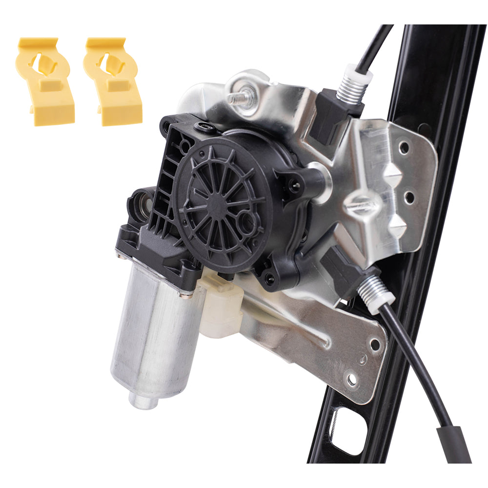 Brock Replacement Passengers Front Power Window Lift Regulator with Motor and Clips Compatible with 2000-2006 X5 51338254781 51338254912