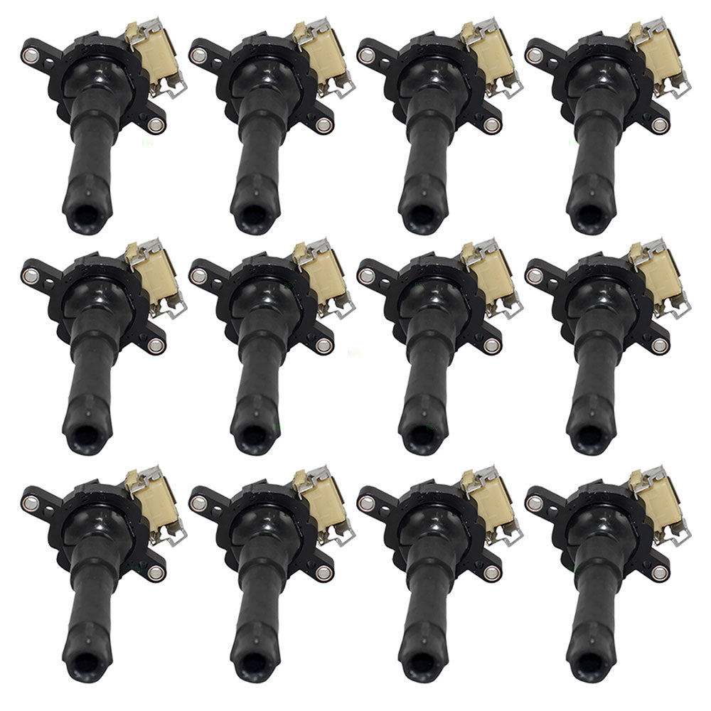 Brock Replacement 12 Piece Set of Ignition Spark Plug Coils Dozen Pack Compatible with Various Models 12137599219 12 13 7 599 219