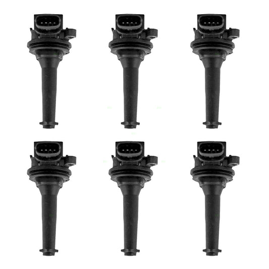 Brock Replacement 6 Piece Set of Six Ignition Spark Plug Coils Compatible with 1999 2000 2001 2002 2003 2004 2005 2006 S80 6 cyl 9125601-6 30713416-3