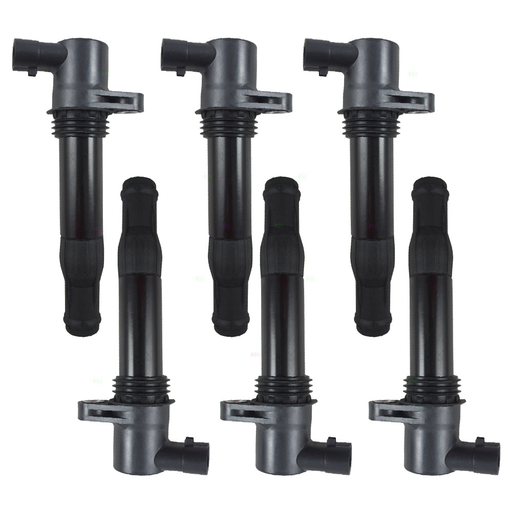 Brock Replacement 6 Piece Set of Ignition Spark Plug Coils Short w/ Oval Connector Compatible with 2002 & 2004-2006 Freelander 2.5L NEC000110L