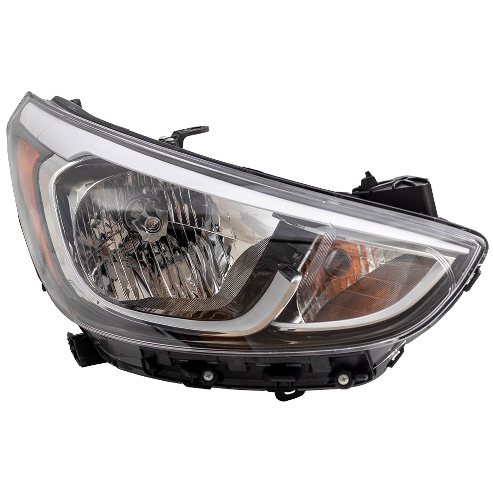 Brock Replacement Headlight Assembly Passengers Halogen Combination Lamp Compatible with 2015-2017 Accent 921021R710 92102-1R710
