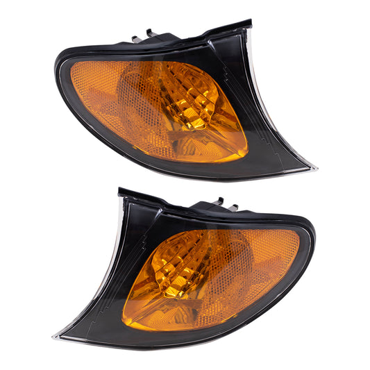 Park/Signal/Side Marker for 2002-2005 325i Sedan/Wagon Amber Lens Black Trim for 2002-2005 325xi 2002-2005 330i 2002-2005 330xi 63137165859 Set BM2520109