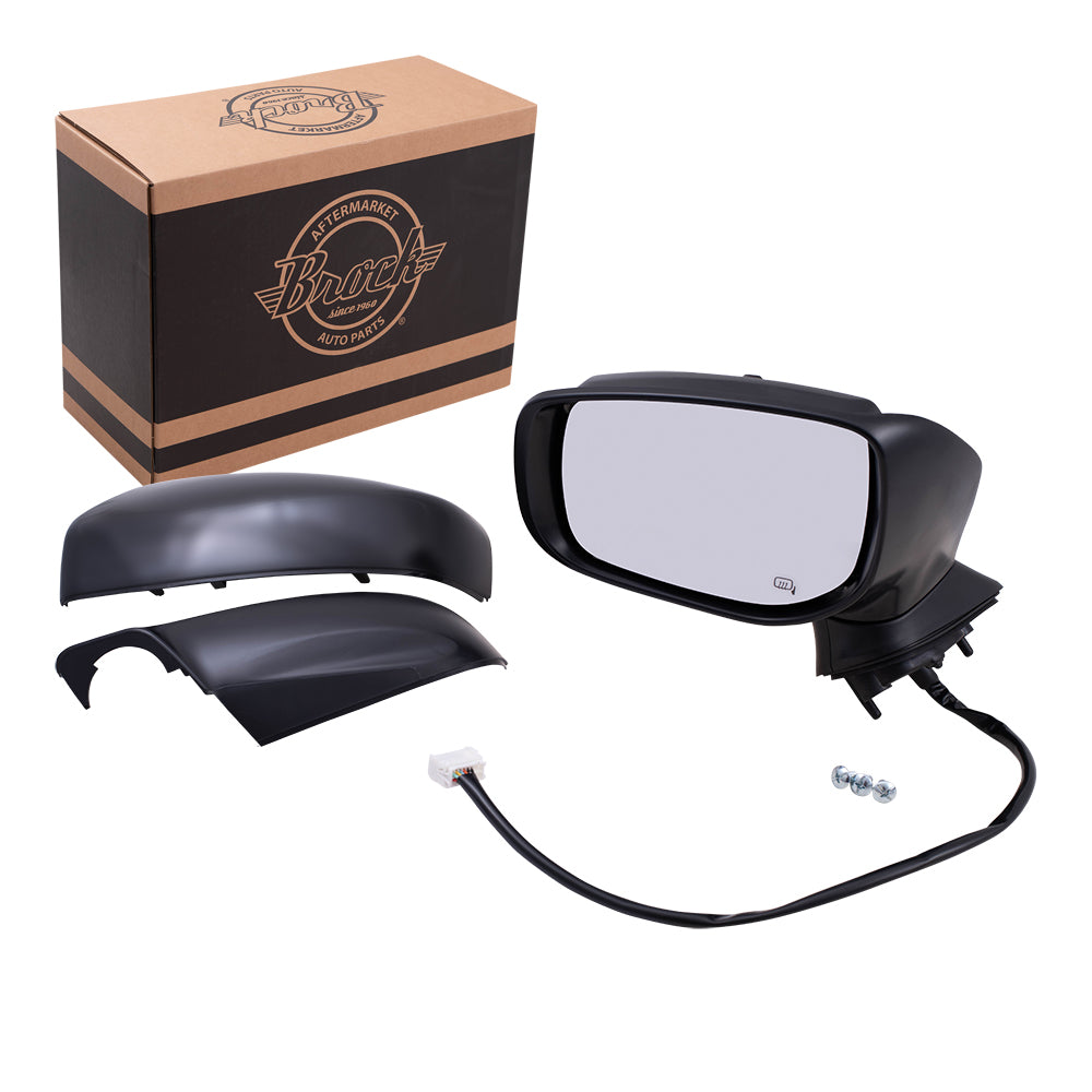 Brock Replacement Driver Power Side Mirror Heated with Ready-to-Paint and Textured Black Covers Compatible with 2017-2020 Impreza