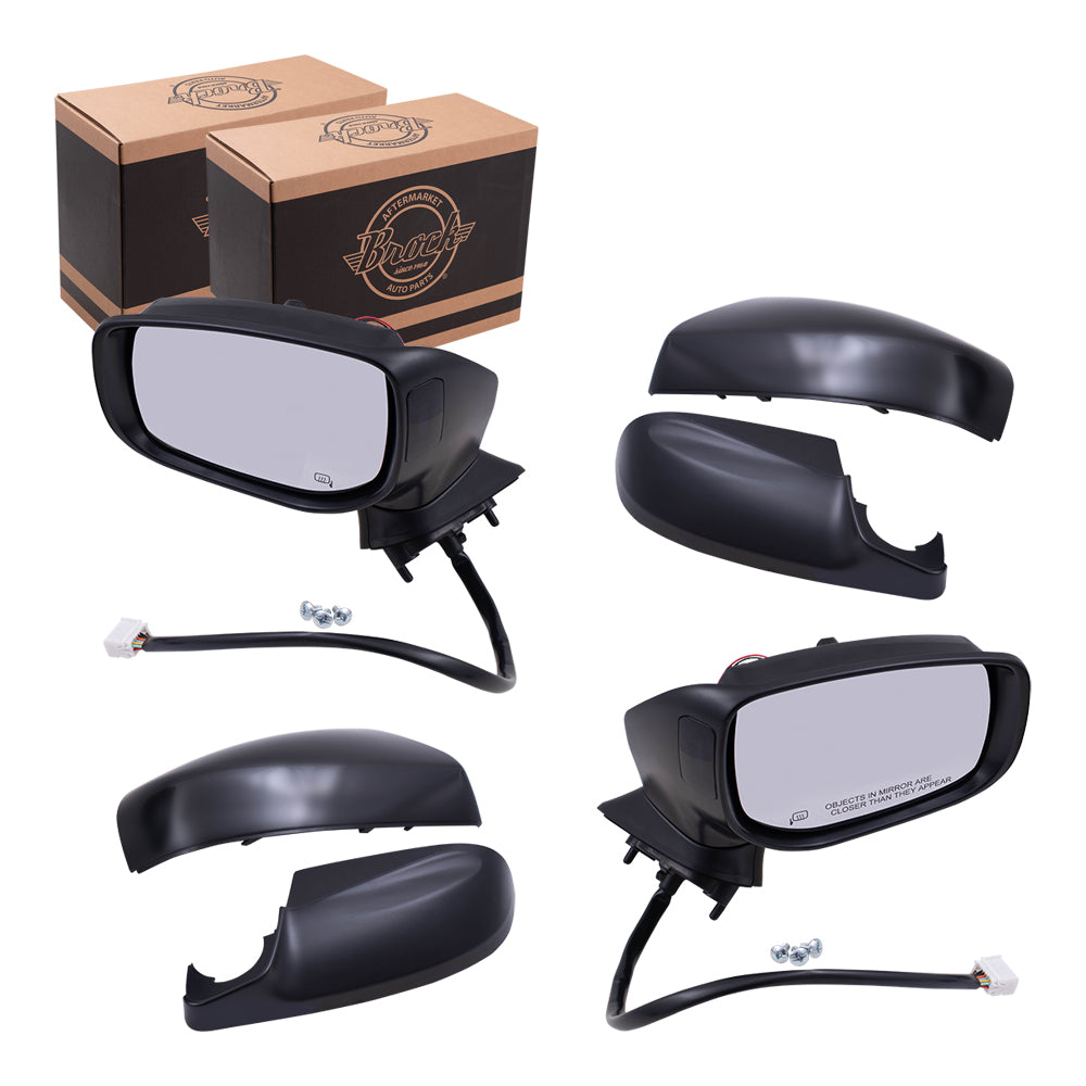 Brock Replacement Set Driver and Passenger Power Side Mirrors Heated with Blind Spot Detection Ready-to-Paint and Textured Black Covers Compatible with 2017-2020 Impreza