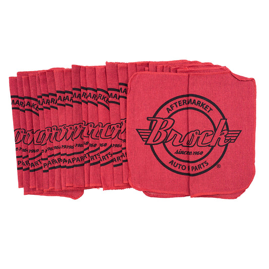 Brock 25 Pack Red Brock Brand Logo Auto Mechanic DIY Oil Change Home Kitchen Shop Towels