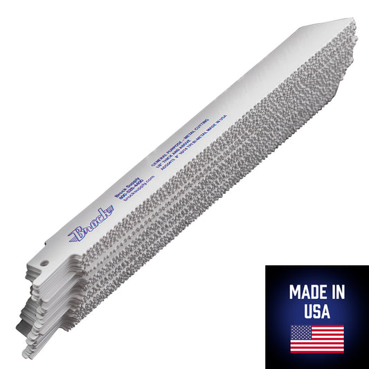 50 Pc Set Pack Premium Bi Metal 10/14 TPI 8" x 3/4" x .035 Reciprocating Saw Blades Plastic Wood Non-Ferrous for Industrial Shop DIY Hobby