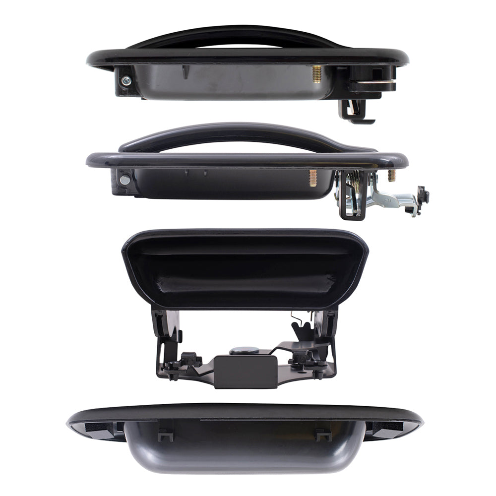 Brock Replacement Front and Rear Outside Door Handles, Tailgate Handle and Tailgate Handle Bezel Paint to Match Black 6 Piece Set Compatible with 2001-2007 Silverado & 2001-2007 Sierra