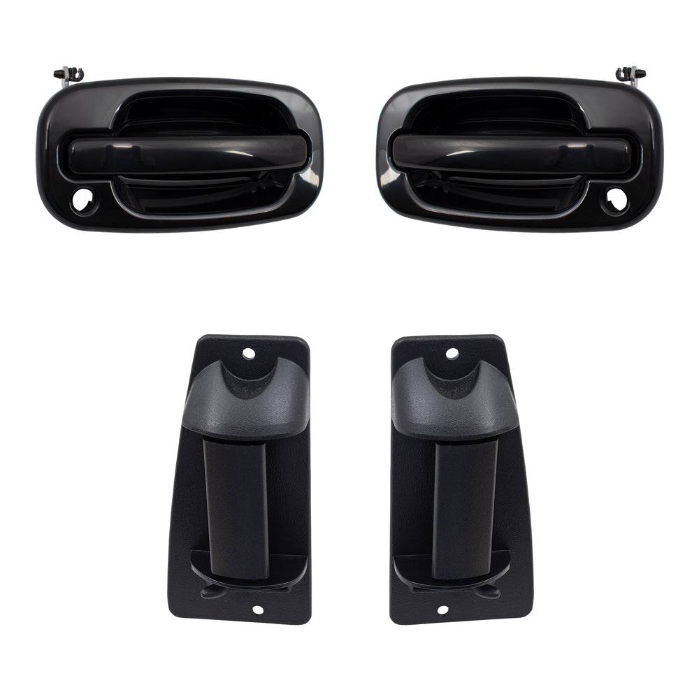 Brock Replacement Front and Rear Outside Door Handles 4 Piece Set Compatible with 1999-2007 Silverado & 1999-2007 Sierra Extended Cab ONLY