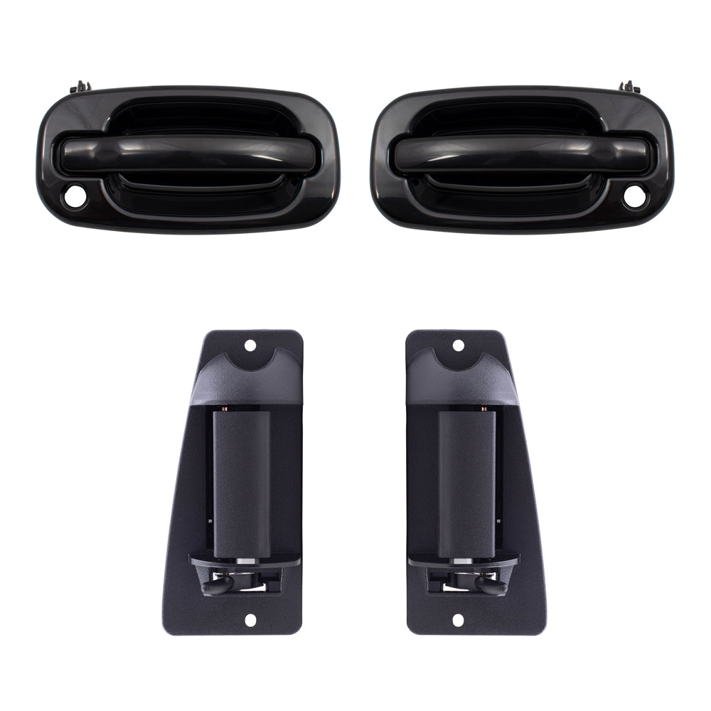 Brock Replacement Front and Rear Outside Door Handles 4 Piece Set Compatible with 1999-2007 Silverado & 1999-2007 Sierra Extended Cab ONLY