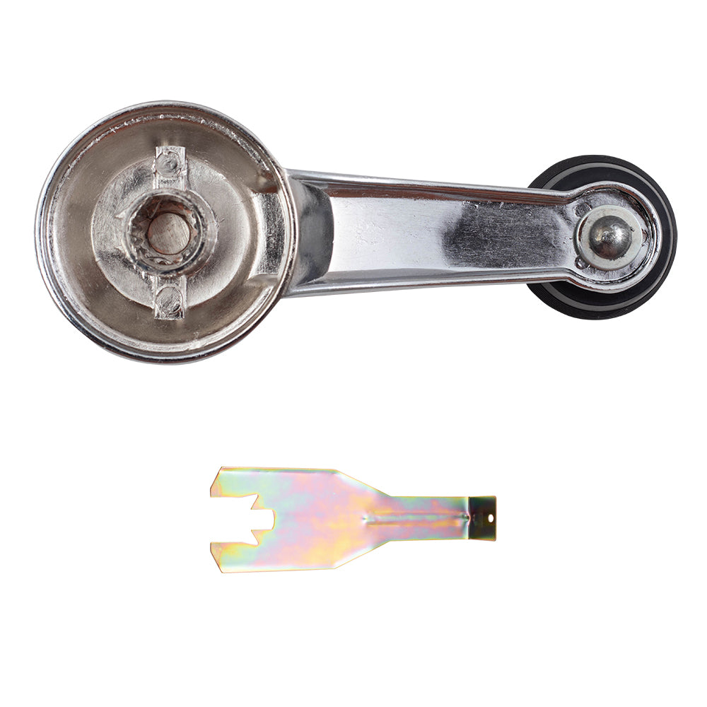 Brock Replacement for 2 Pc Set Manual Window Crank Chrome w/ Black Knob& Handle Clip Removal Tool for 1965-1996 GM Various Models 20348200