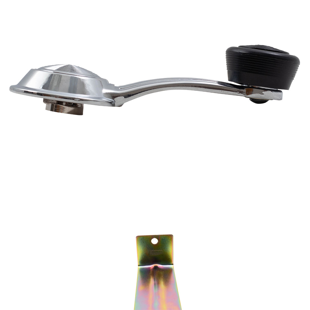 Brock Replacement for 2 Pc Set Manual Window Crank Chrome w/ Black Knob& Handle Clip Removal Tool for 1965-1996 GM Various Models 20348200