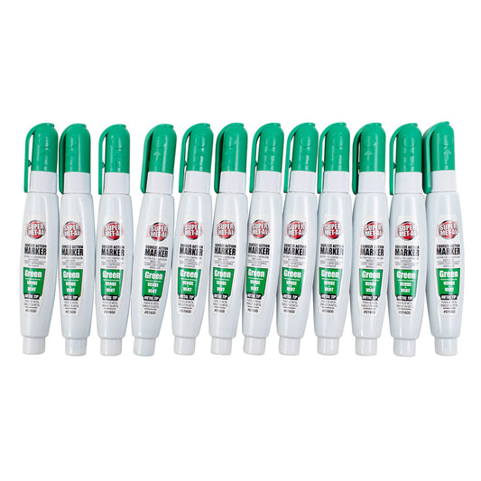 12 Pc Set Green Super Met-Al Fine Tip Paint Marker Pens 1.4mm Weather Proof Metal Stone Rubber Plastic Glass for Industrial Auto Arts Trade