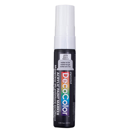 Single White Decocolor Paint Marker Pen Extra Broad Line Point 1/2 inch Tip Water Based Acrylic for Wood Plastic Paper Foam