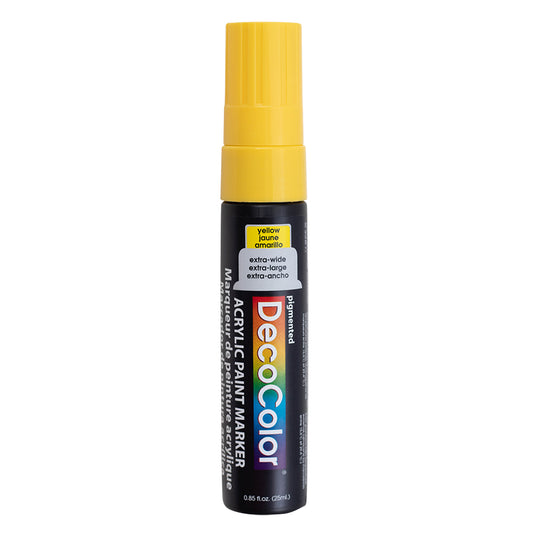 Single Yellow Decocolor Paint Marker Pen Extra Broad Line Point 1/2" Tip Water Based Acrylic for Wood Plastic Paper Foam