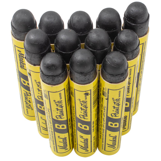 12 Pc Box Black Markal B Paintstiks Crayon Marks Water Oil Dirt Extreme Temp Paint Stick Chalk for Auto Tire Construction Fabric Lumber